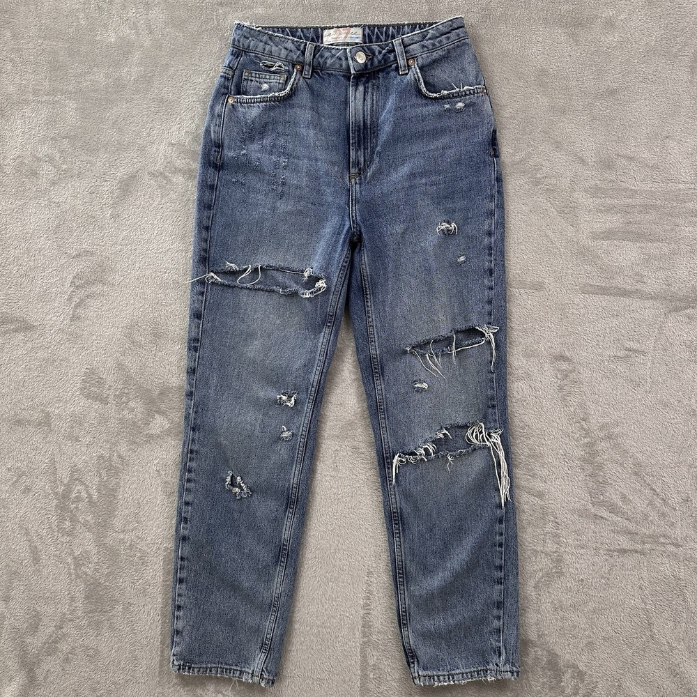 We The Free People High‎ Rise Distressed Jeans Sz 27 Y2K Revival Retro Edgy Boho